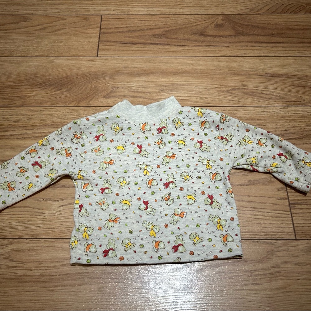 Vintage fall bear long sleeve shirt 3/6M